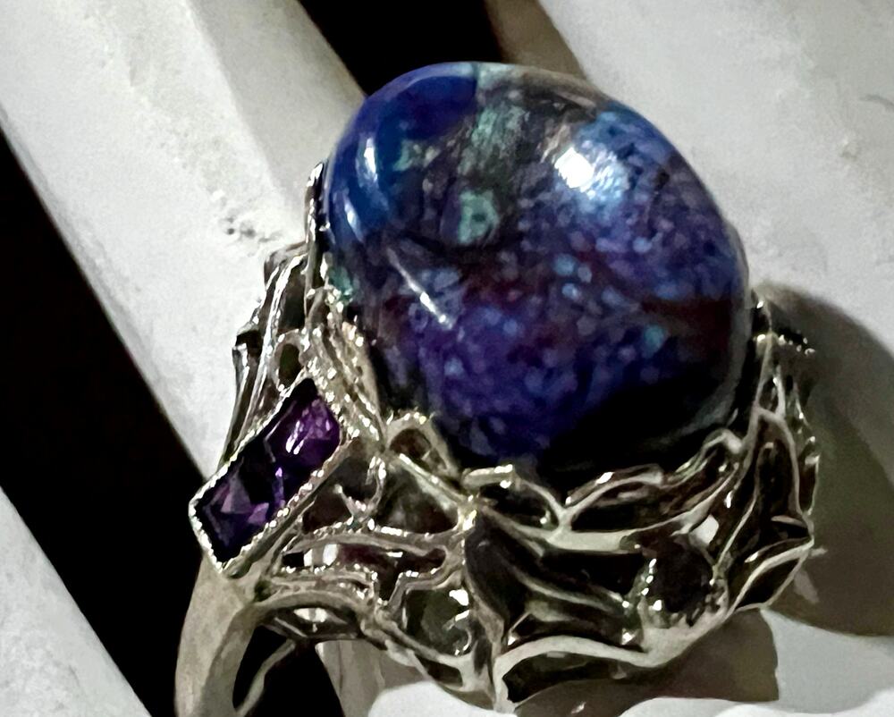 Purple Mojave Turquoise & Amethyst Artisan Ring in .925